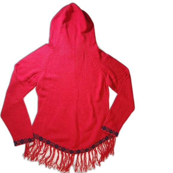 The Alpaca Connection Red Handmade Peruvian Alpaca Knit Sweater Hoodie Size S - Picture 2 of 9
